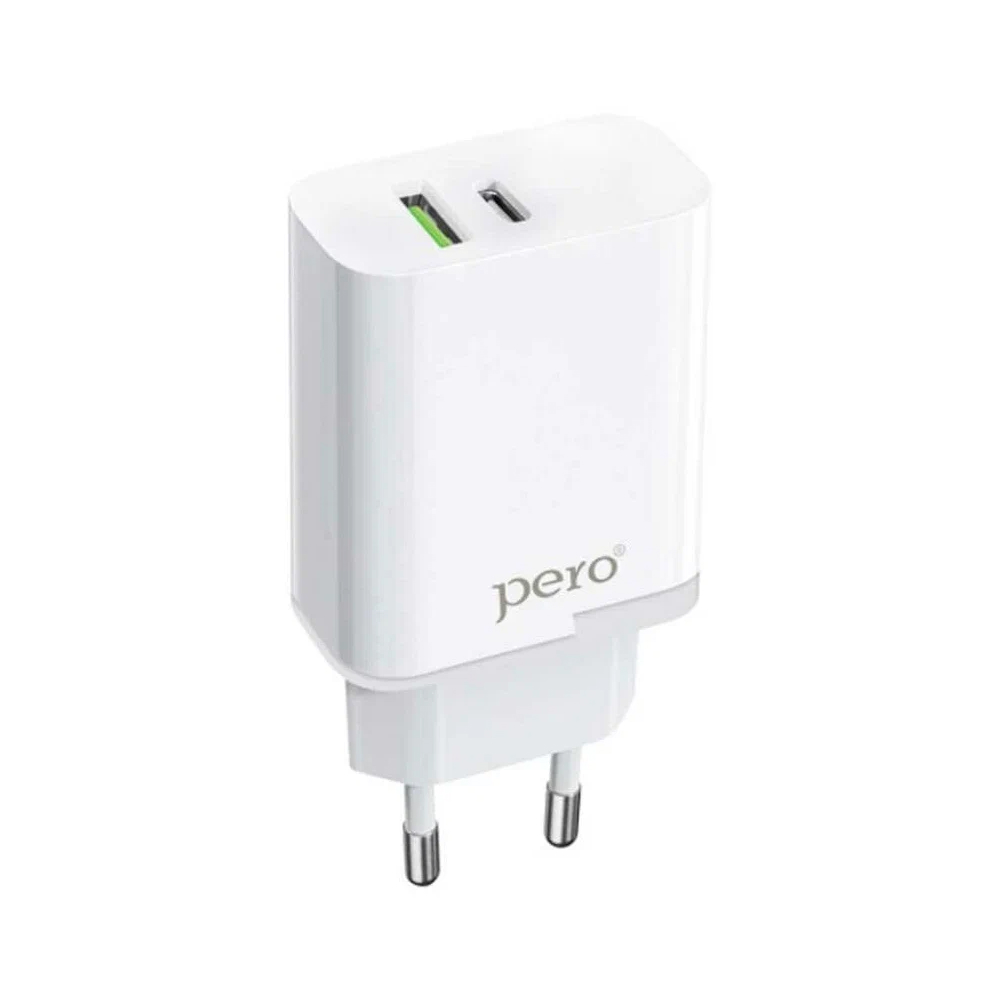 СЗУ PERO TC05 PD 18W + USB-А Fast Charge, белый